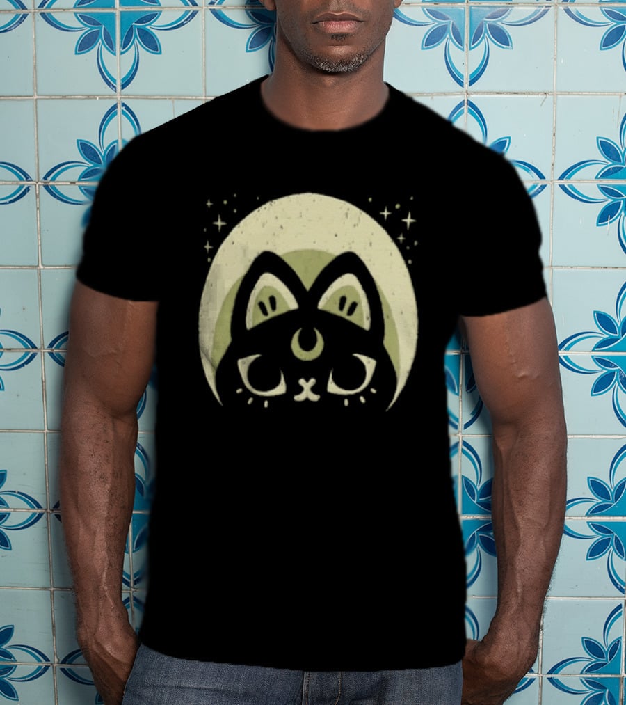 Half Moon Witchy Cat Lunar Magic Mystic Feline T-Shirt