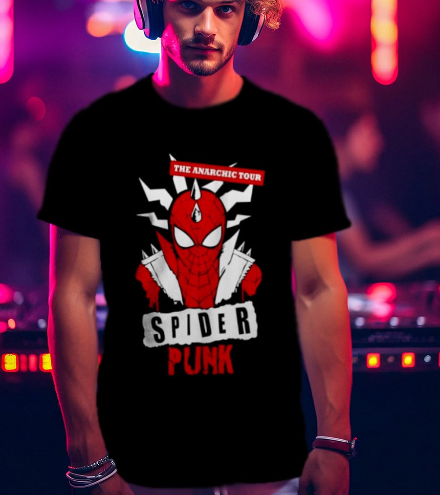 Spider Punk The Anarchic Tour Comic Style Spiked Hero T-Shirt