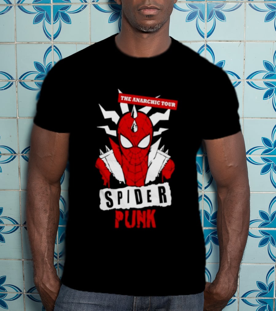 Spider Punk The Anarchic Tour Comic Style Spiked Hero T-Shirt