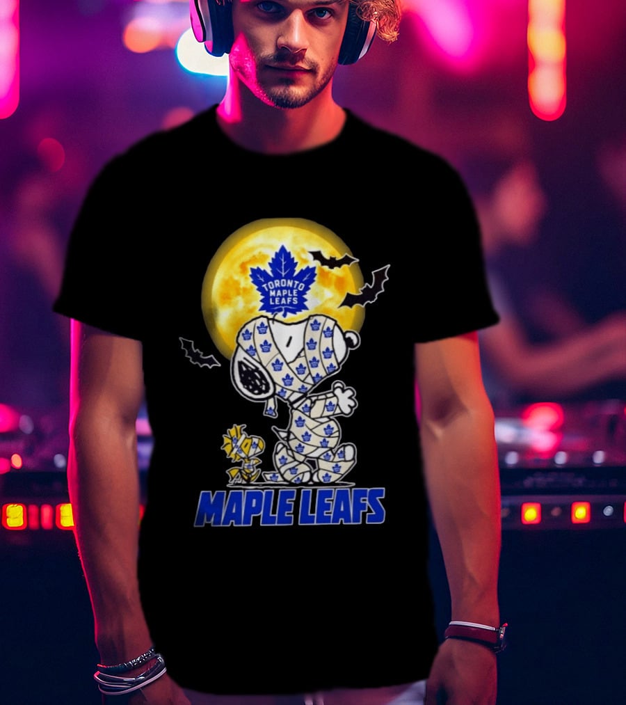 Toronto Maple Leafs Snoopy Woodstock Mummy Halloween Collaboration T-Shirt