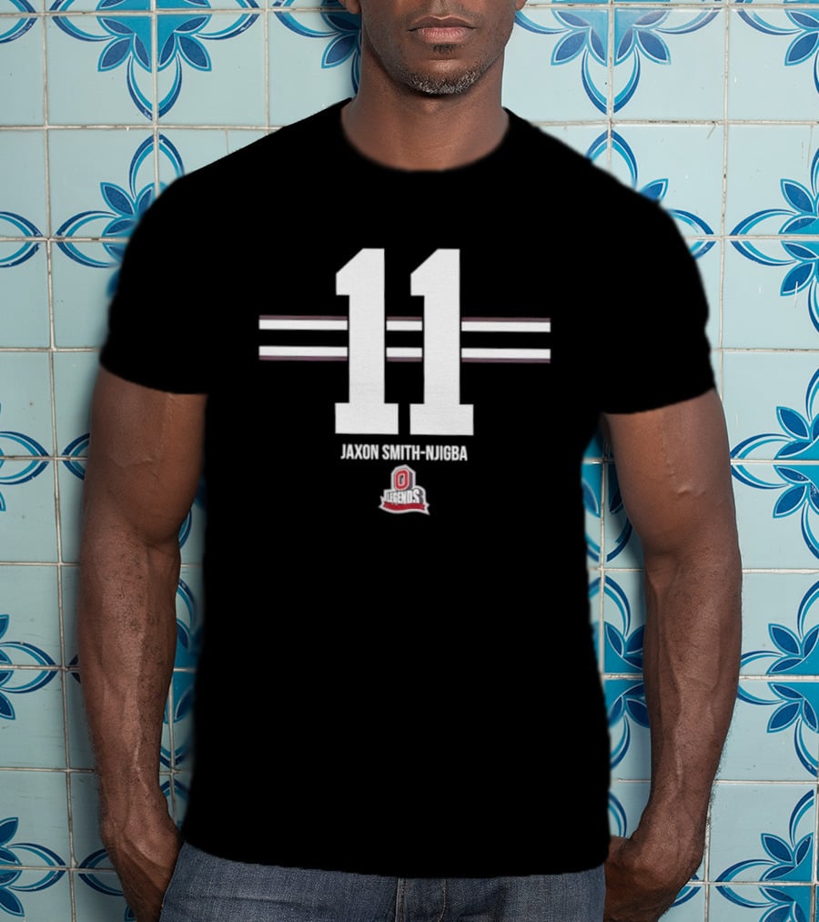 Ohio State Buckeyes Jaxon Smith Njigba 11 Stripe Football T-Shirt