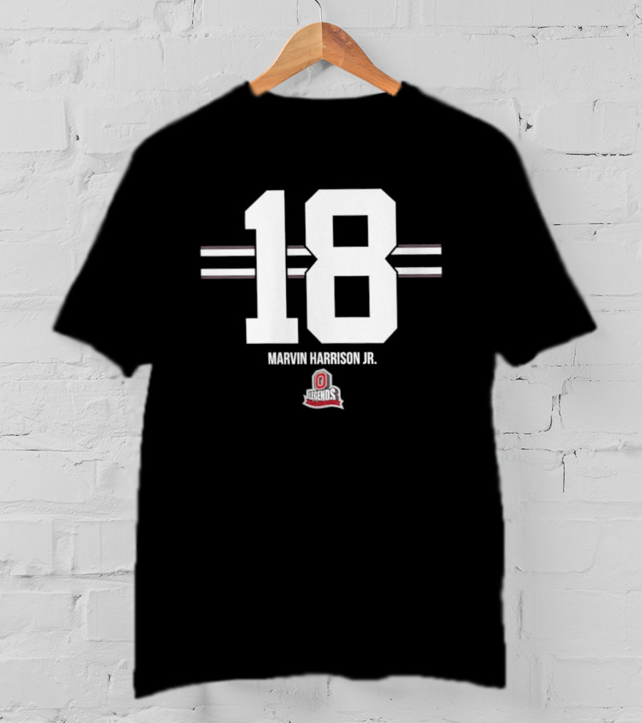 Ohio State Buckeyes Marvin Harrison Jr. 18 Stripe Football T-Shirt