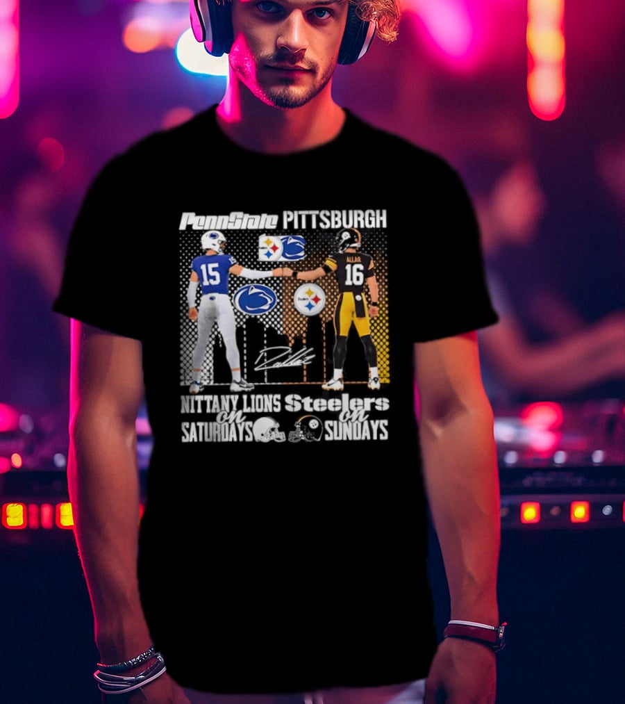 Penn State Nittany Lions Saturdays Pittsburgh Steelers Sundays Skyline Football Rivalry T-Shirt