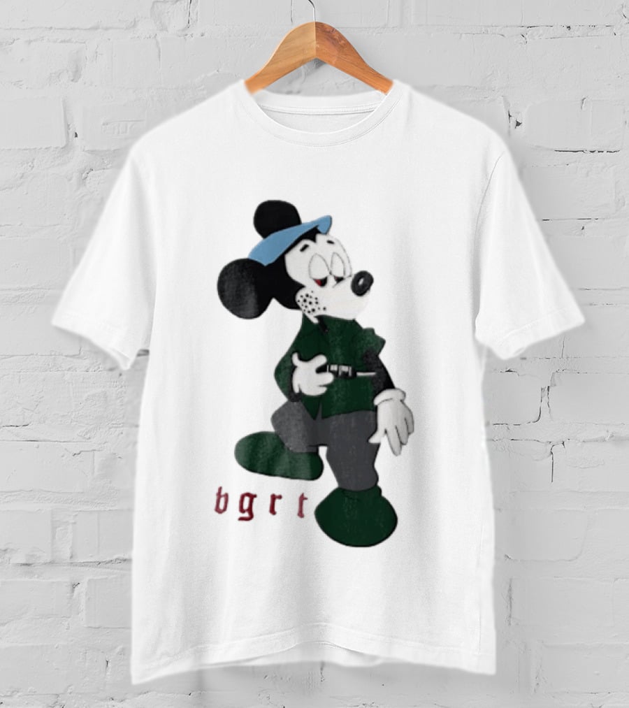 BGRT Cartoon Mouse Green Jacket Syringe Cigarette T-Shirt