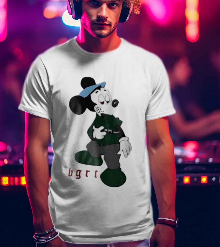 BGRT Cartoon Mouse Green Jacket Syringe Cigarette T-Shirt