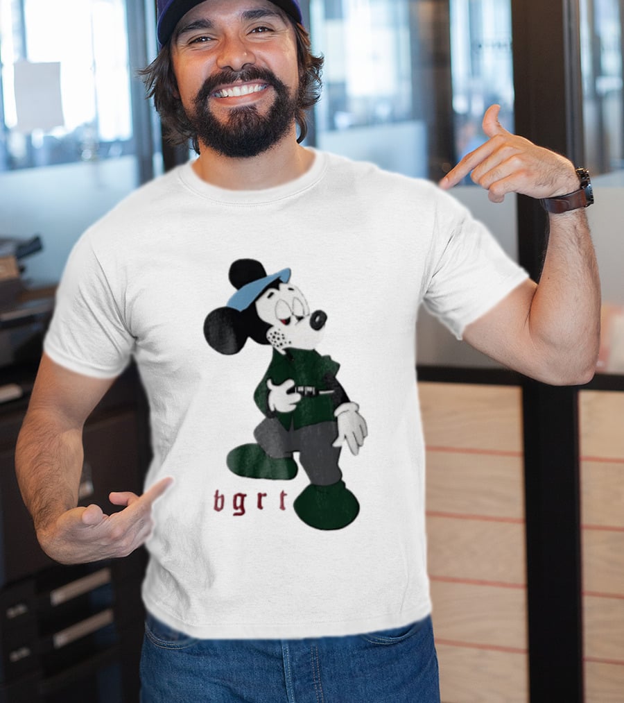 BGRT Cartoon Mouse Green Jacket Syringe Cigarette T-Shirt