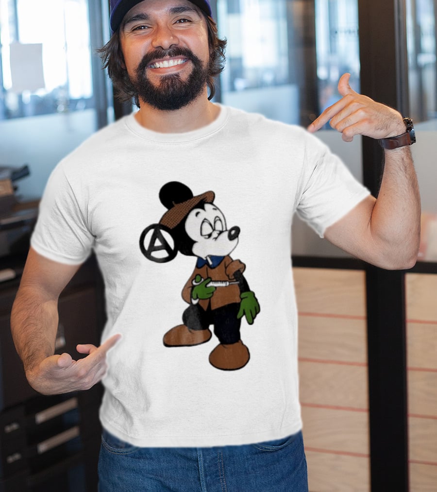 Bootleg Halftone Cartoon Mouse Anarchy Syringe T-Shirt