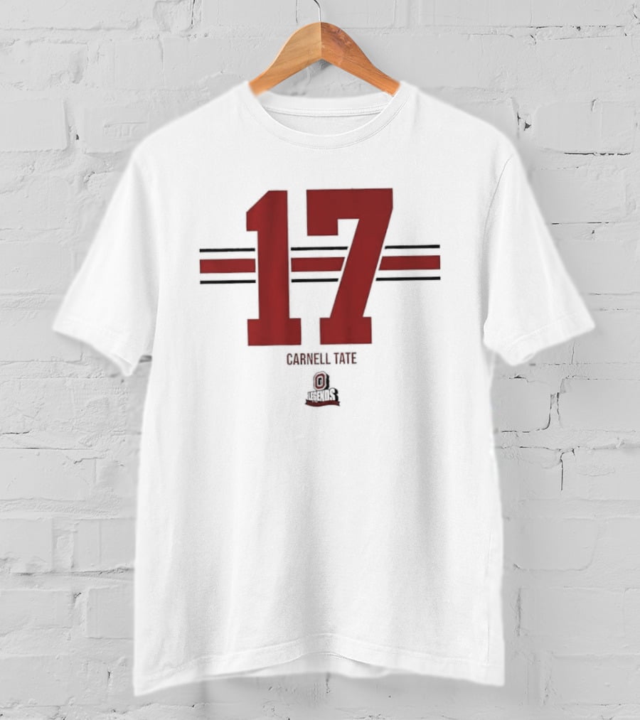 Ohio State Buckeyes Carnell Tate 17 Stripe Football T-Shirt