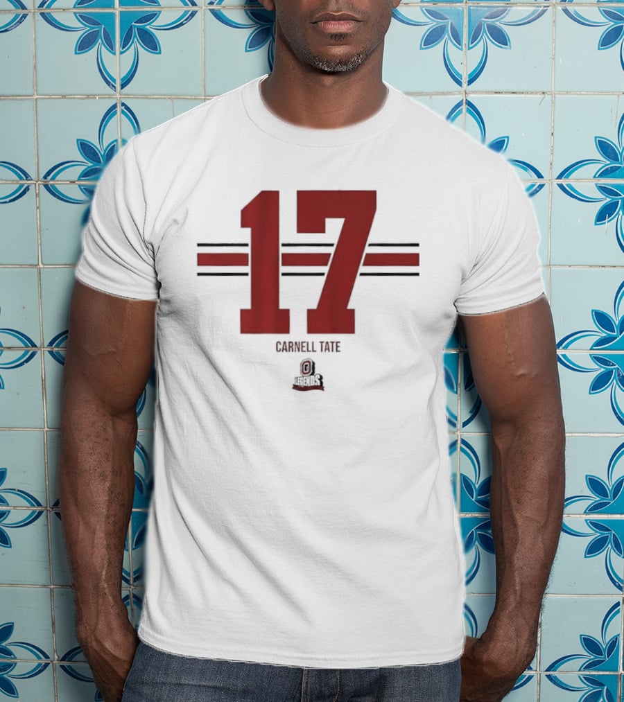 Ohio State Buckeyes Carnell Tate 17 Stripe Football T-Shirt