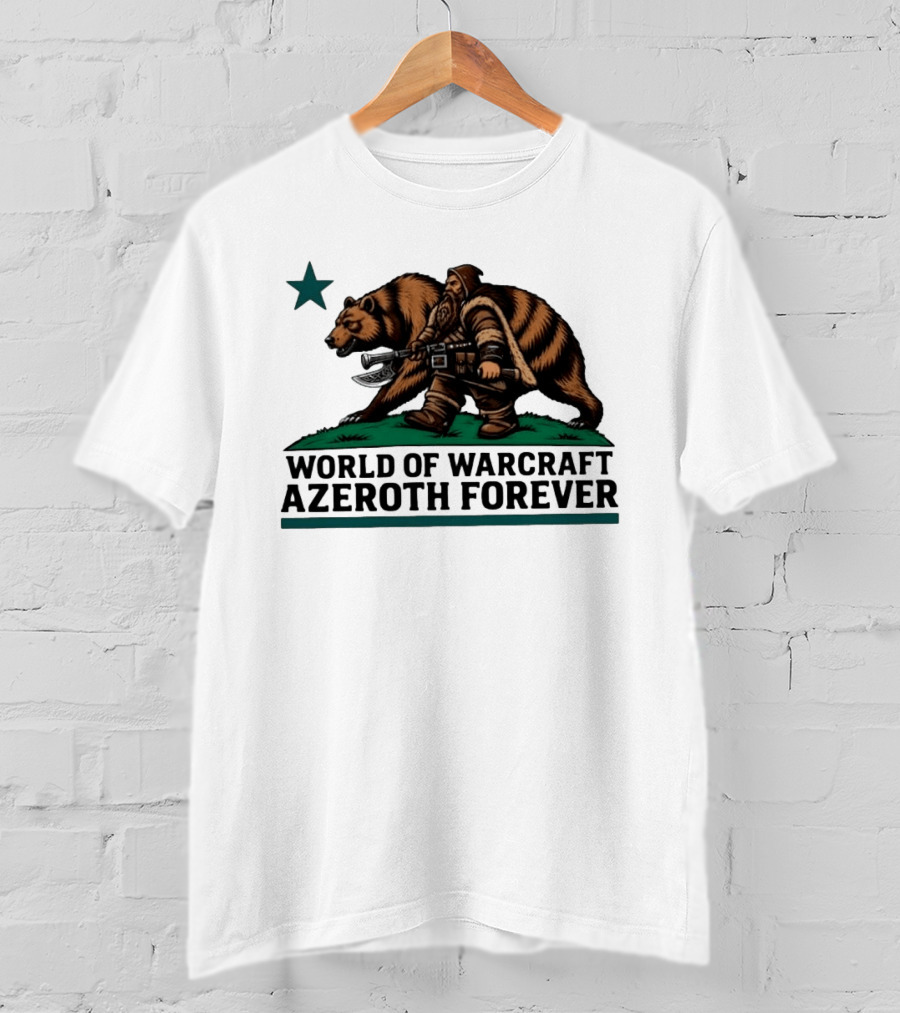World Of Warcraft Azeroth Forever Dwarf With Bear Companion T-Shirt