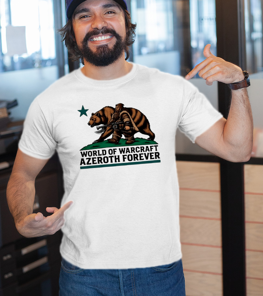 World Of Warcraft Azeroth Forever Dwarf With Bear Companion T-Shirt
