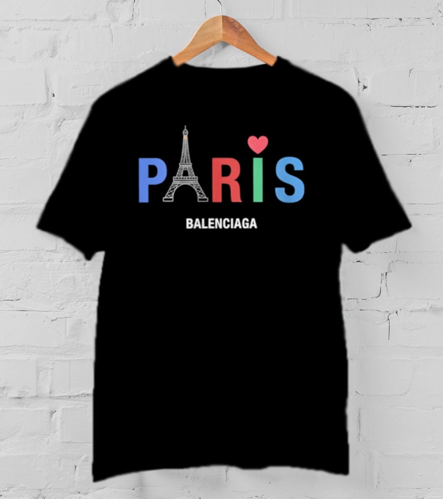 Balenciaga Paris Eiffel Tower Heart T-Shirt