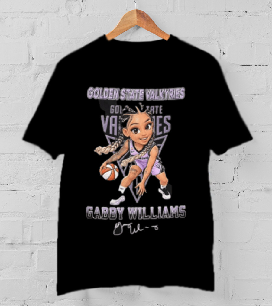 Golden State Valkyries Gabby Williams WNBA Cartoon Caricature Dribbling Basketball T-Shirt