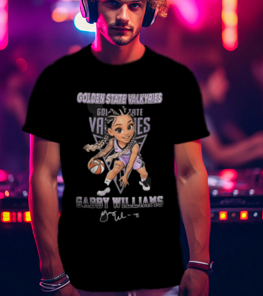 Golden State Valkyries Gabby Williams WNBA Cartoon Caricature Dribbling Basketball T-Shirt