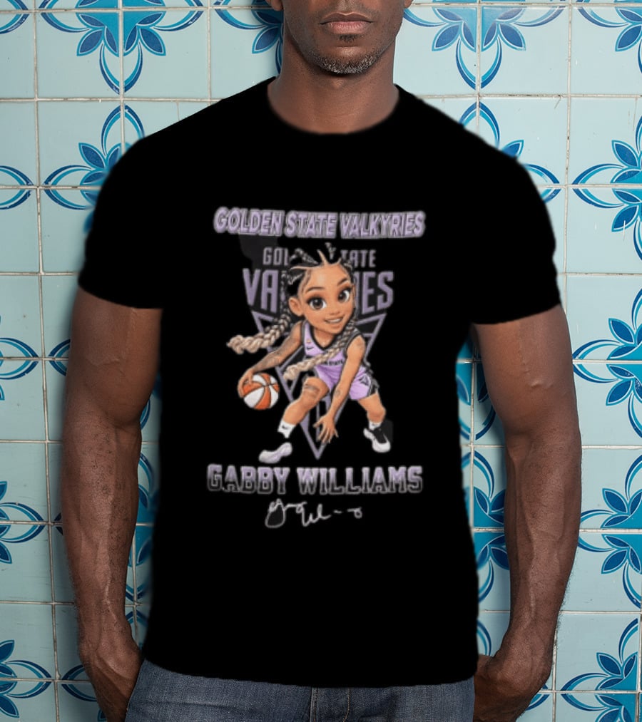 Golden State Valkyries Gabby Williams WNBA Cartoon Caricature Dribbling Basketball T-Shirt