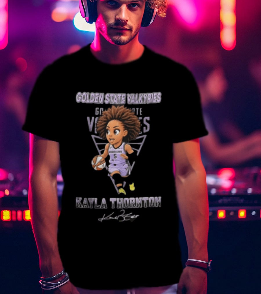 Golden State Valkyries Kayla Thornton Cartoon Caricature Dribbling Basketball WNBA T-Shirt