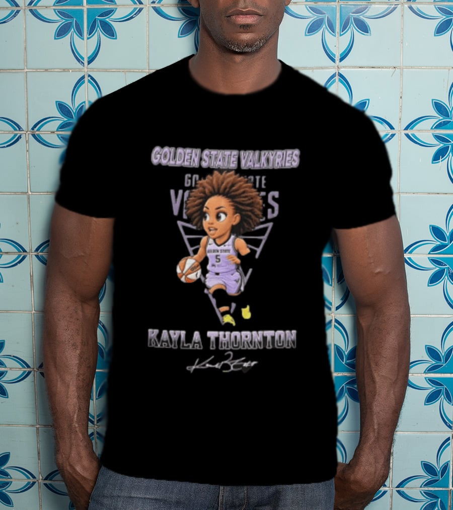 Golden State Valkyries Kayla Thornton Cartoon Caricature Dribbling Basketball WNBA T-Shirt