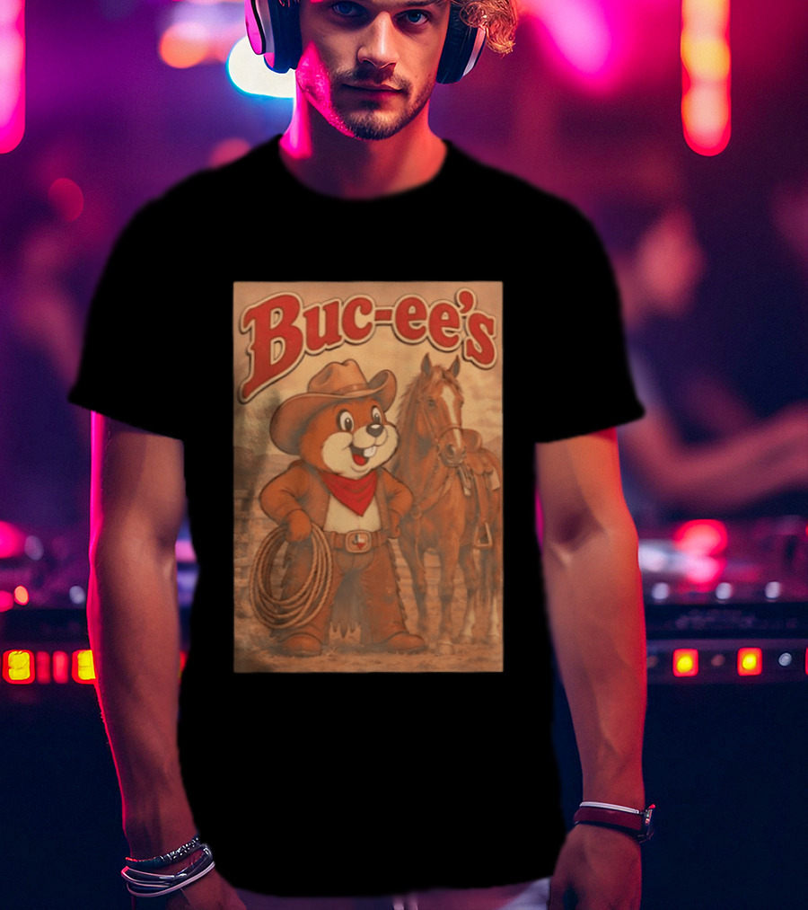 Buc Ee's Cowboy Western Sunset Horse And Lasso T-Shirt