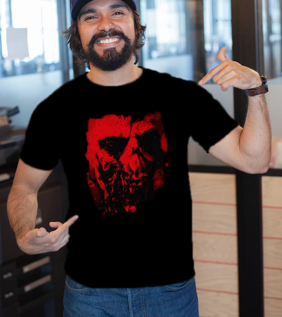 Heavy Spoilers Shop Infected Skull Horror Face T-Shirt