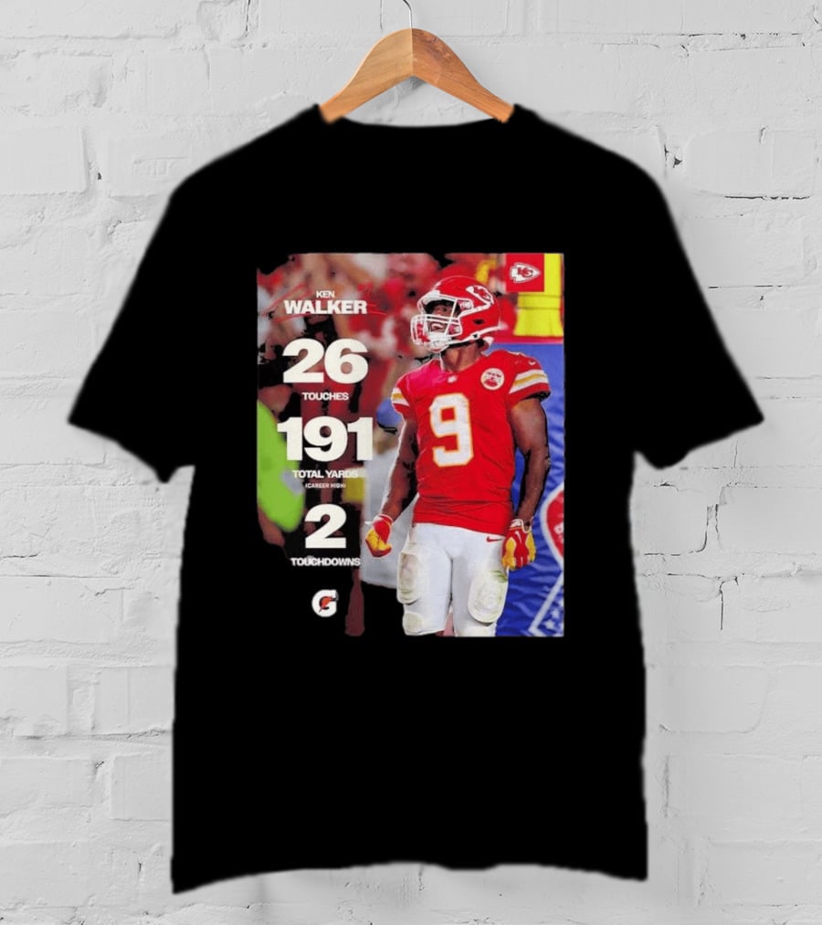 Ken Walker Kansas City Chiefs Career High 26 Touches 191 Total Yards 2 Touchdowns T-Shirt
