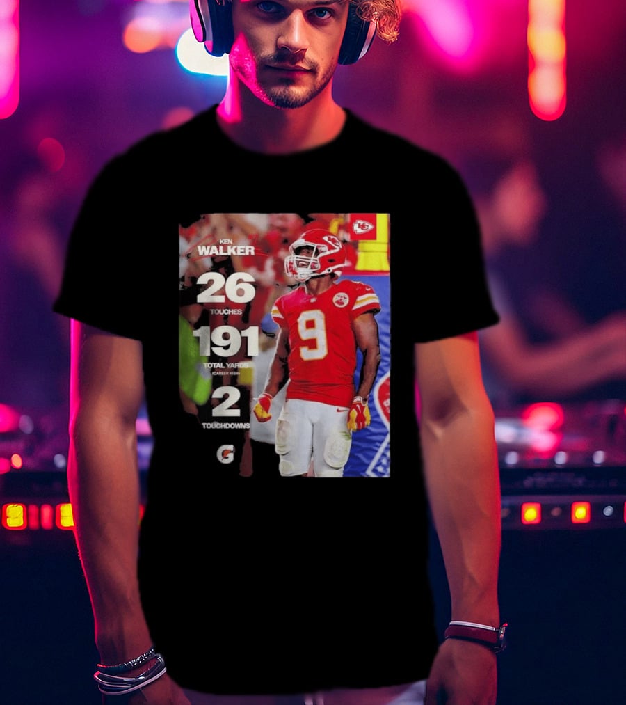 Ken Walker Kansas City Chiefs Career High 26 Touches 191 Total Yards 2 Touchdowns T-Shirt