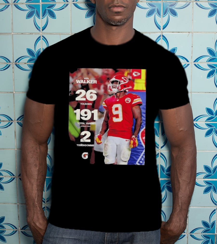 Ken Walker Kansas City Chiefs Career High 26 Touches 191 Total Yards 2 Touchdowns T-Shirt
