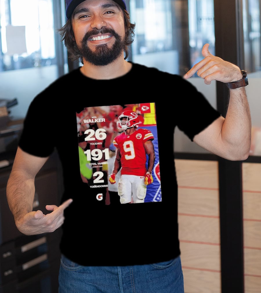 Ken Walker Kansas City Chiefs Career High 26 Touches 191 Total Yards 2 Touchdowns T-Shirt
