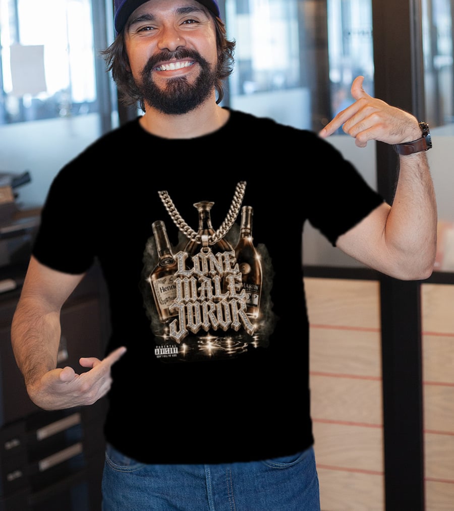 Hydeforce Store Lone Male Juror Liquor Bottle Necklace T-Shirt