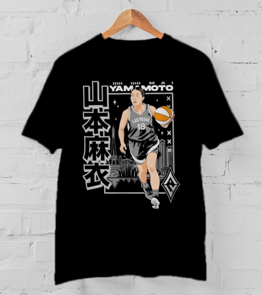 Las Vegas Aces Mai Yamamoto Anime Basketball City Skyline T-Shirt
