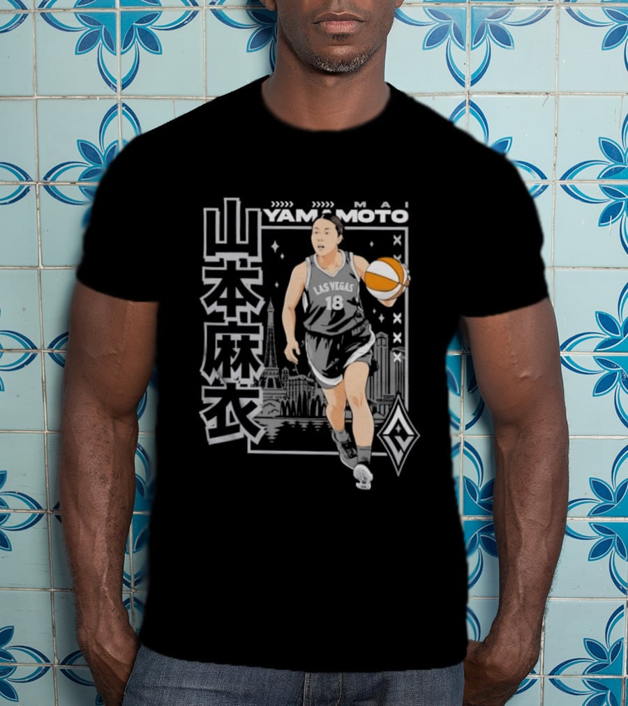 Las Vegas Aces Mai Yamamoto Anime Basketball City Skyline T-Shirt