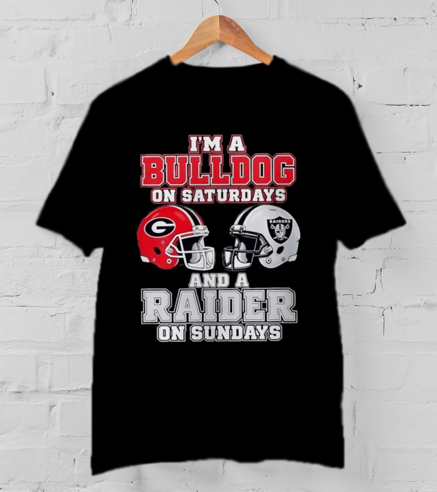 I'm A Bulldog On Saturdays And A Raider On Sundays Georgia G Helmet Raiders Helmet T-Shirt