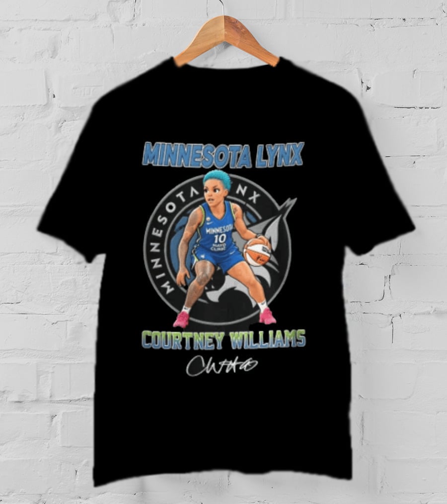 Minnesota Lynx Courtney Williams Cartoon Caricature Dribbling Basketball T-Shirt
