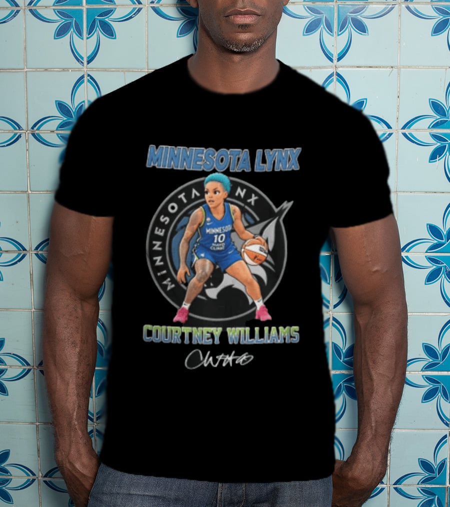 Minnesota Lynx Courtney Williams Cartoon Caricature Dribbling Basketball T-Shirt