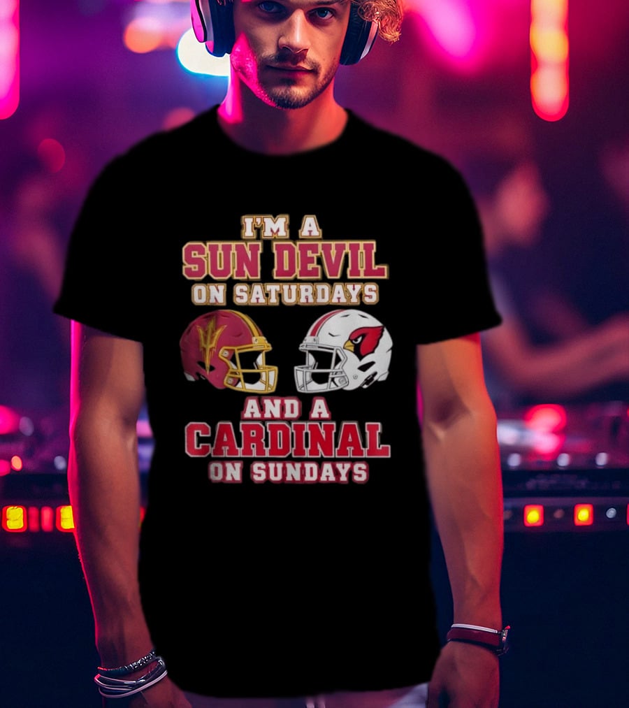 I'm A Sun Devil On Saturdays And A Cardinal On Sundays Helmet T-Shirt