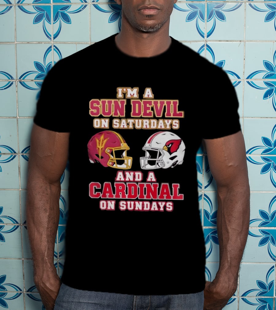 I'm A Sun Devil On Saturdays And A Cardinal On Sundays Helmet T-Shirt