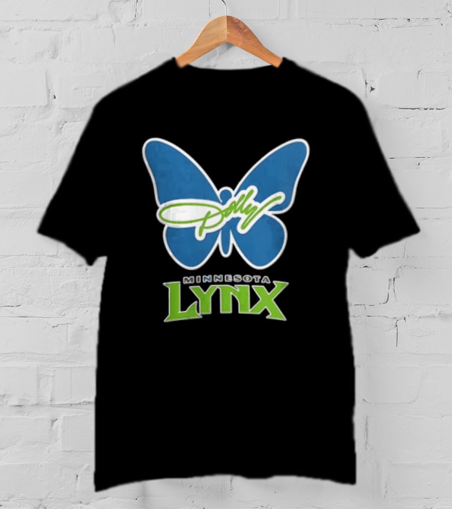 Minnesota Lynx WNBA Blue Butterfly Dolly Green Script T-Shirt