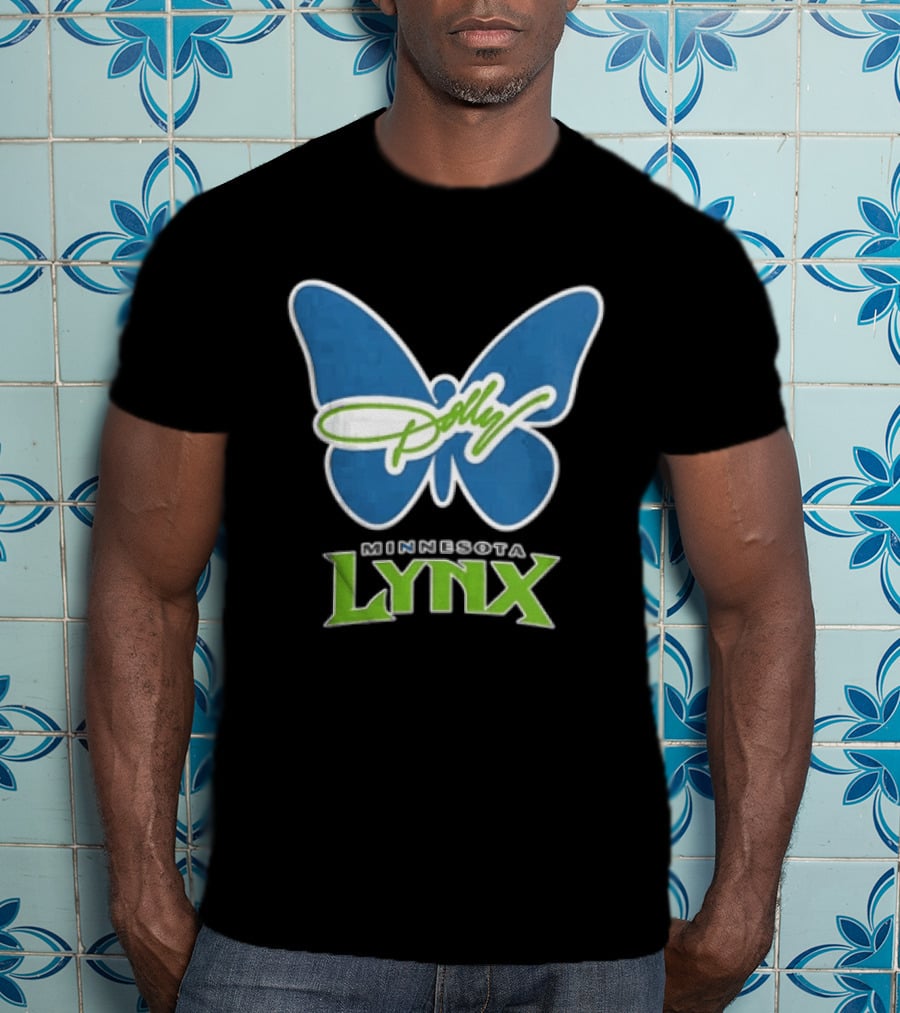 Minnesota Lynx WNBA Blue Butterfly Dolly Green Script T-Shirt
