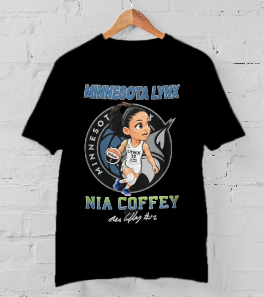 Minnesota Lynx Nia Coffey Cartoon Caricature Player Dribbling #12 T-Shirt