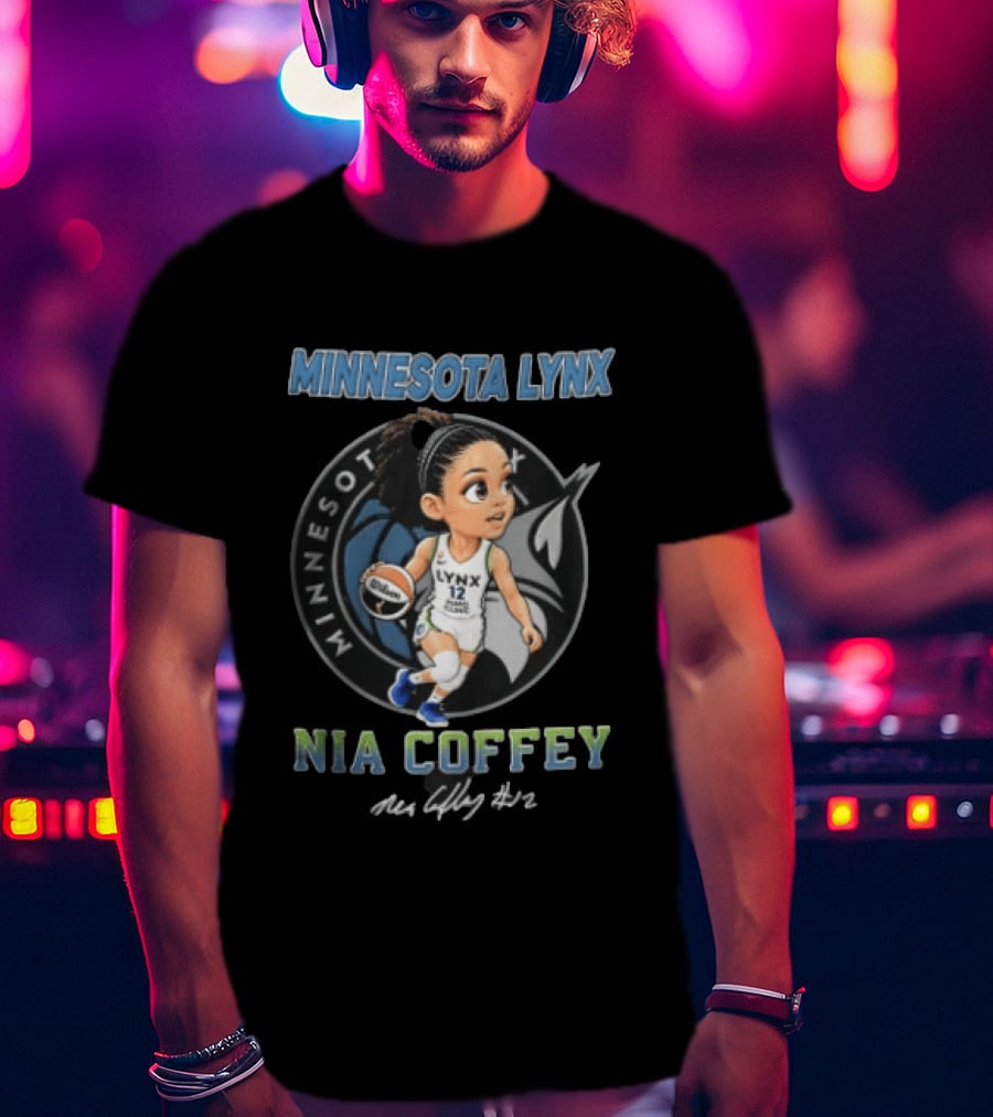 Minnesota Lynx Nia Coffey Cartoon Caricature Player Dribbling #12 T-Shirt