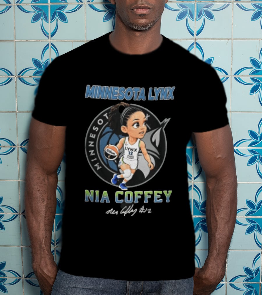 Minnesota Lynx Nia Coffey Cartoon Caricature Player Dribbling #12 T-Shirt