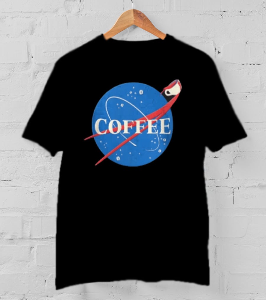 Nasa Coffee Meatball Spilling Cup Orbit Beans Distressed T-Shirt