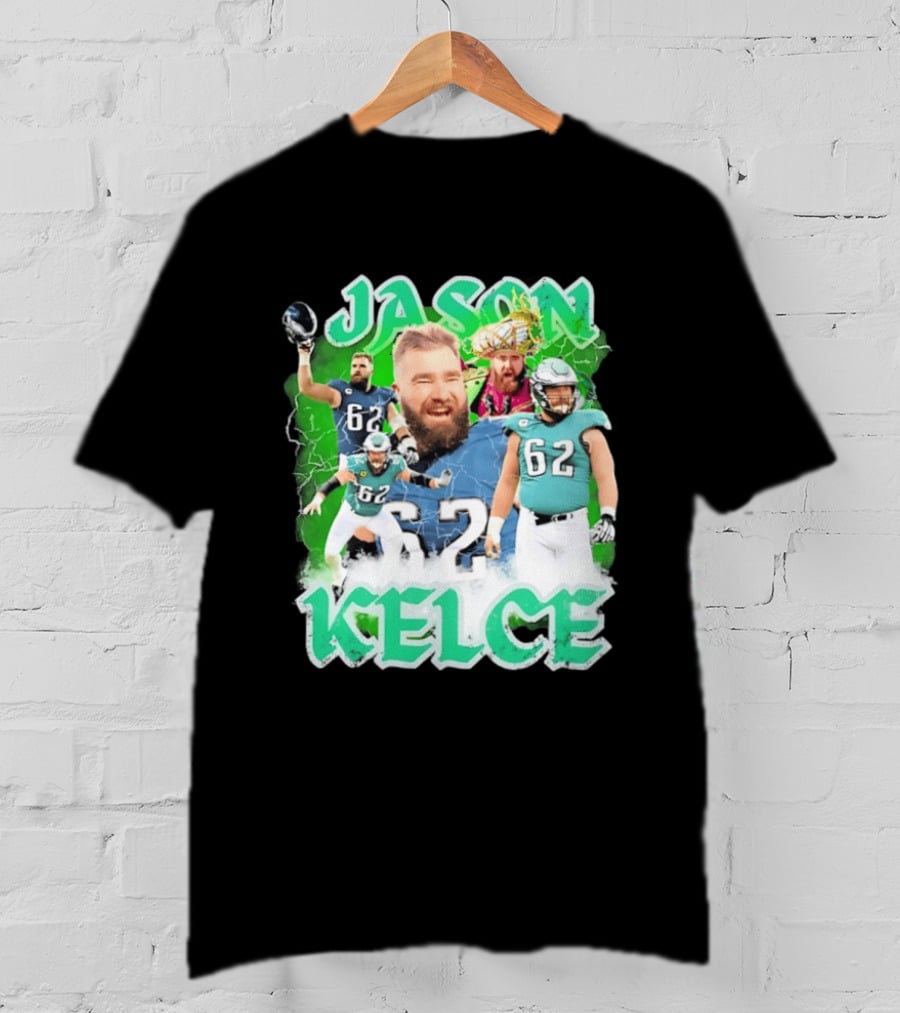 Jason Kelce 62 Philadelphia Eagles Vintage Style Football Fan T-Shirt