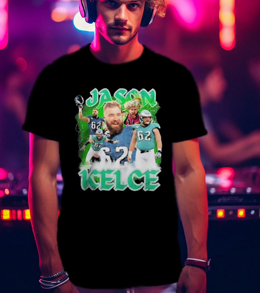 Jason Kelce 62 Philadelphia Eagles Vintage Style Football Fan T-Shirt