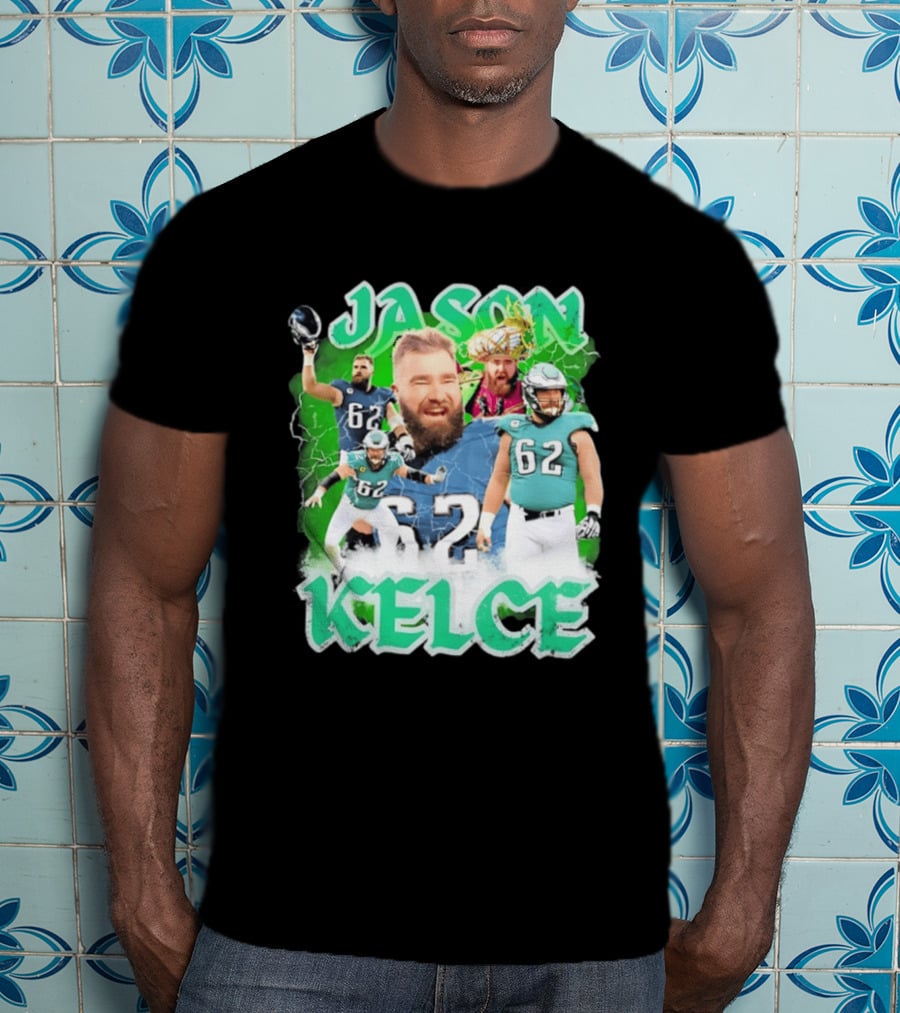 Jason Kelce 62 Philadelphia Eagles Vintage Style Football Fan T-Shirt