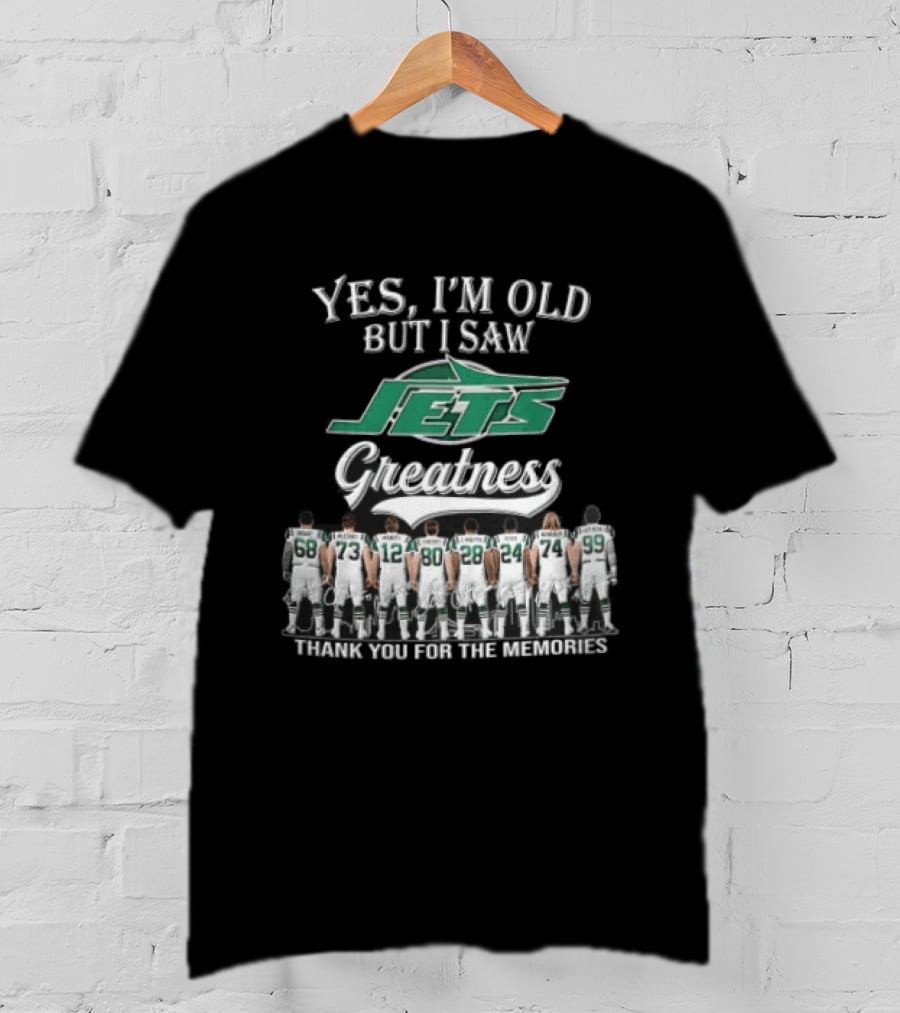 New York Jets Yes I'm Old But I Saw Greatness Thank You For The Memories Mawae Klecko Players Back View T-Shirt