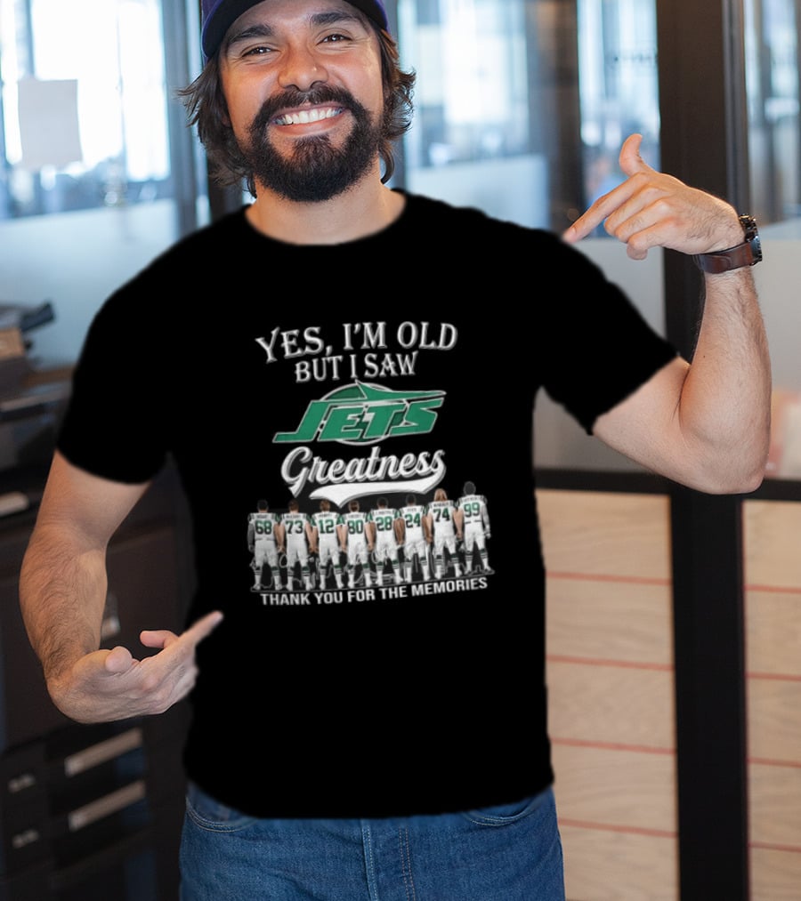 New York Jets Yes I'm Old But I Saw Greatness Thank You For The Memories Mawae Klecko Players Back View T-Shirt