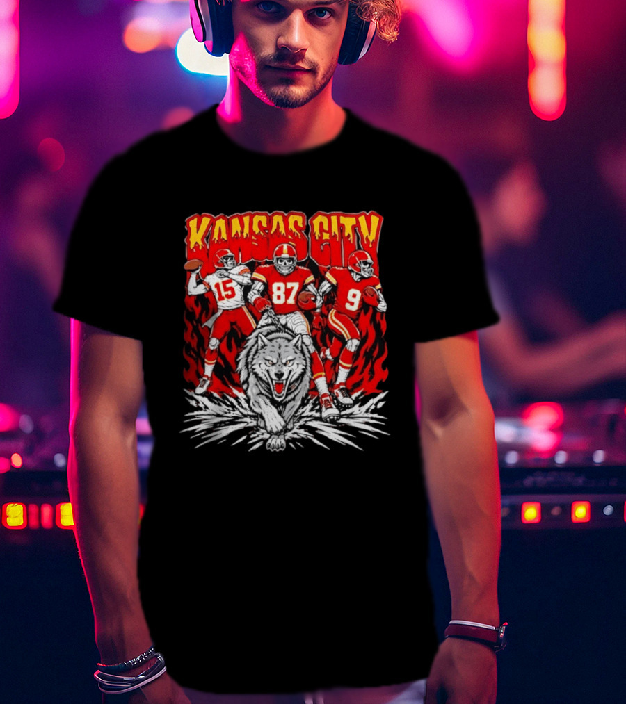 Kansas City Chiefs 15 87 9 Players With Wolf T-Shirt
