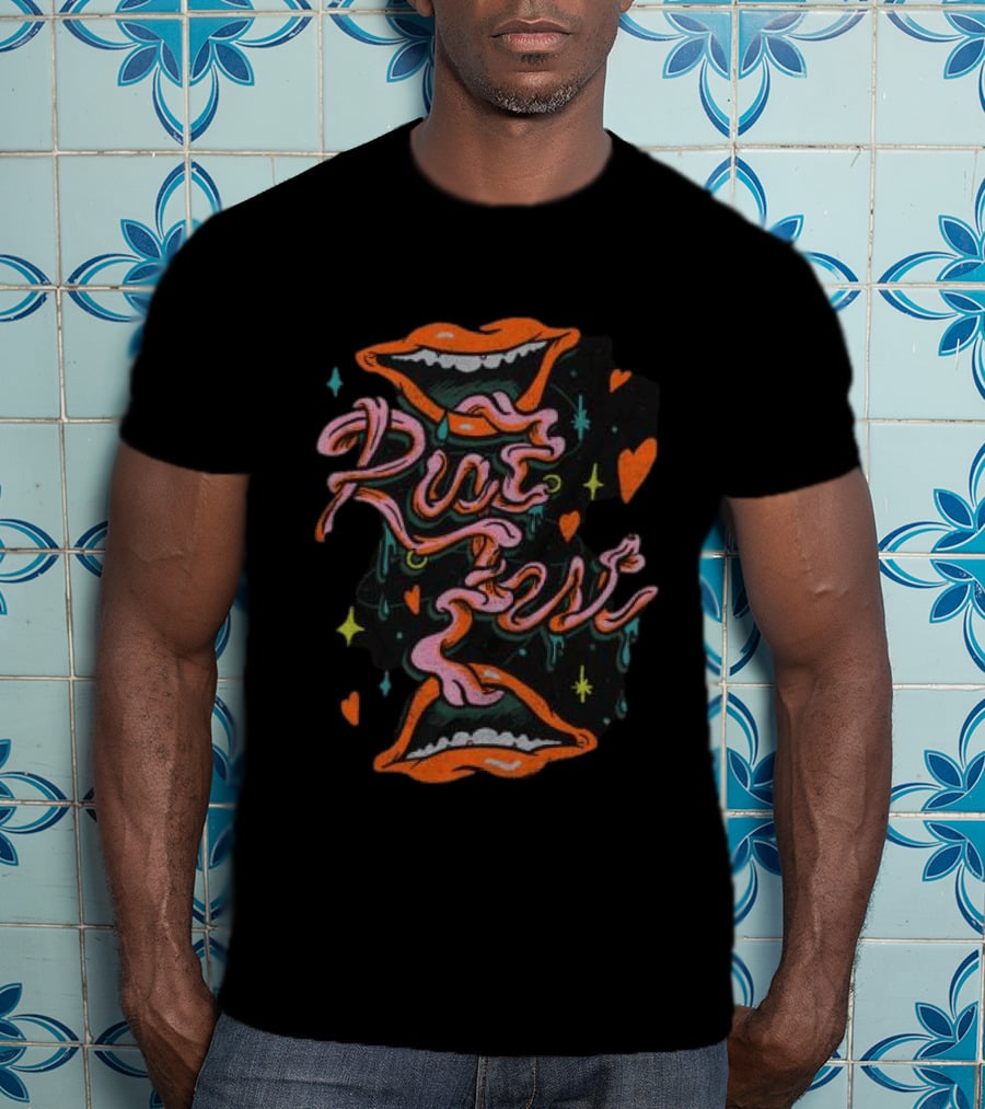 Riot 2026 Tongue Tied Lineup Graphic With Mouths And Hearts T-Shirt