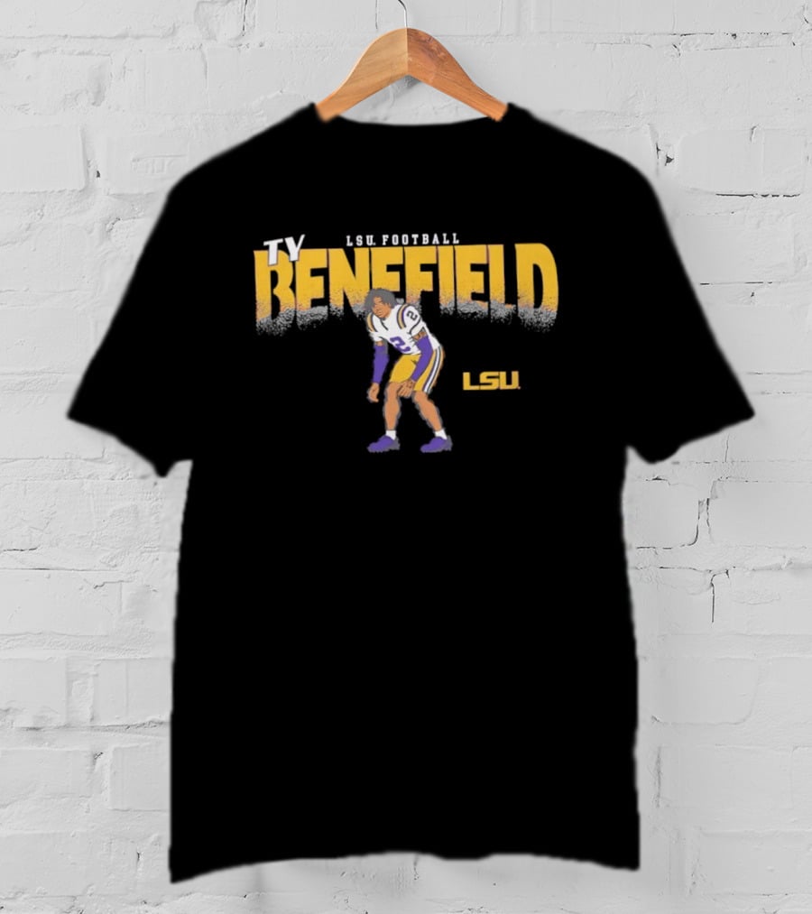 Ty Benefield No 2 LSU Football Tigers Paintbrush T-Shirt