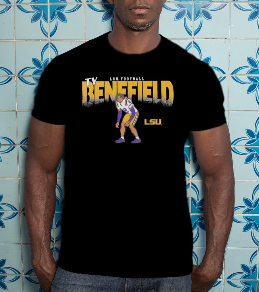Ty Benefield No 2 LSU Football Tigers Paintbrush T-Shirt